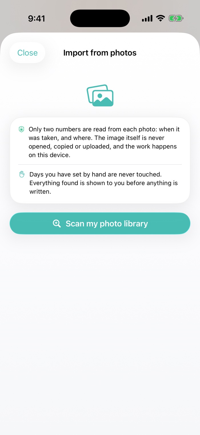 Rebuilding past days from the dates and coordinates of your photos